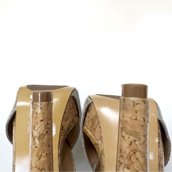 Diane Von Furstenberg  Zia Metallic Crisscross Cork Platform Sandals  Size 7.5 - Picture 15 of 16